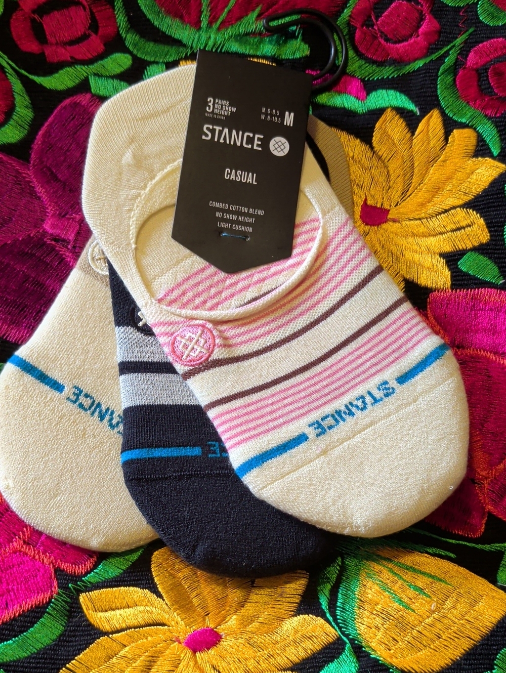 Stance Women’s No-Show Sock 3-Pack – Cream, Black, Pink